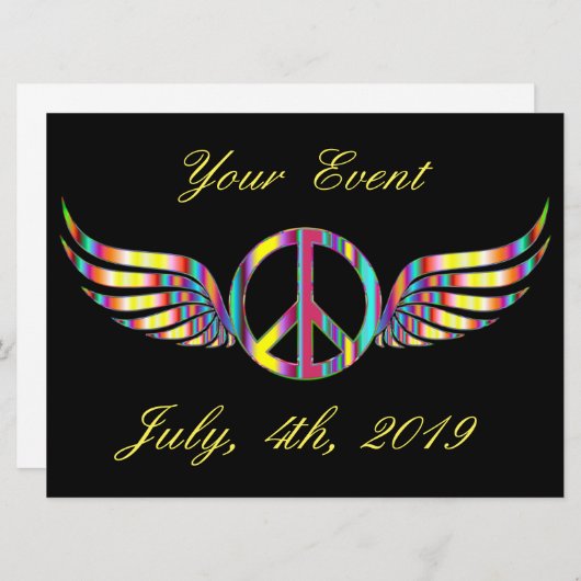 Winged Hippie Peace Symbol Thunder_Cove (Voorkant / Achterkant)