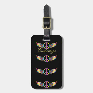 Winged Hippie Peace Symbol Thunder_Cove Bagagelabel