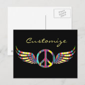 Winged Hippie Peace Symbol Thunder_Cove Briefkaart (Voorkant / Achterkant)