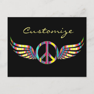 Winged Hippie Peace Symbol Thunder_Cove Briefkaart