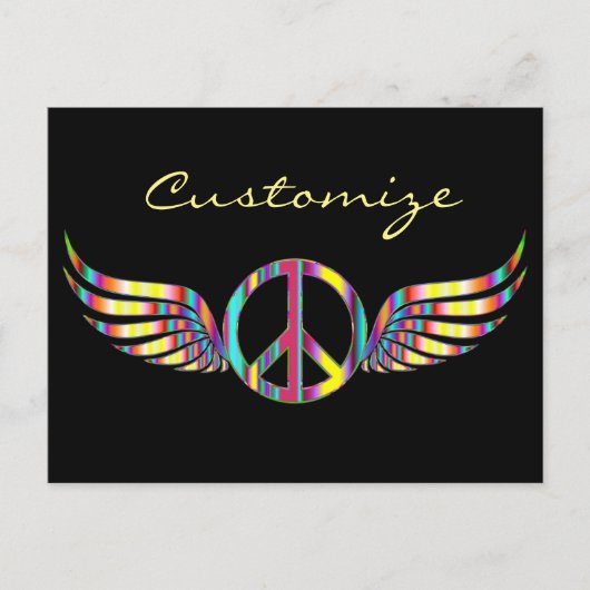 Winged Hippie Peace Symbol Thunder_Cove Briefkaart (Voorkant)