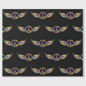Winged Hippie Peace Symbol Thunder_Cove Cadeaupapier (Vlak)