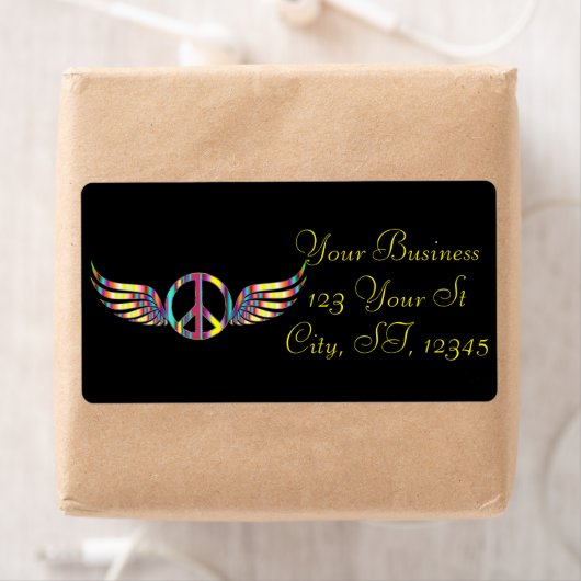 Winged Hippie Peace Symbol Thunder_Cove Etiket (Insitu)