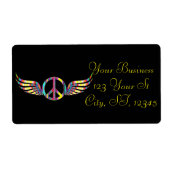 Winged Hippie Peace Symbol Thunder_Cove Etiket (Voorkant)