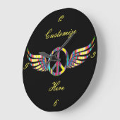 Winged Hippie Peace Symbol Thunder_Cove Grote Klok (Hoek)