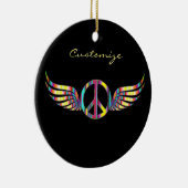 Winged Hippie Peace Symbol Thunder_Cove Keramisch Ornament (Rechts)