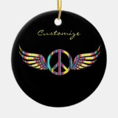 Winged Hippie Peace Symbol Thunder_Cove Keramisch Ornament (Voorkant)