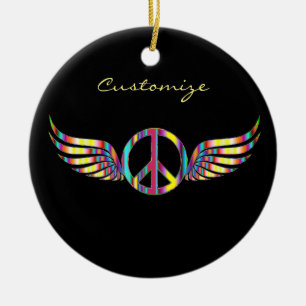Winged Hippie Peace Symbol Thunder_Cove Keramisch Ornament
