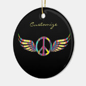 Winged Hippie Peace Symbol Thunder_Cove Keramisch Ornament (Links)