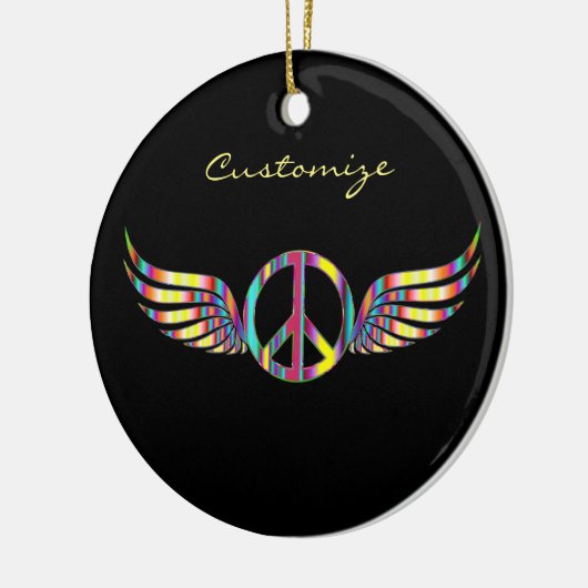 Winged Hippie Peace Symbol Thunder_Cove Keramisch Ornament (Links)