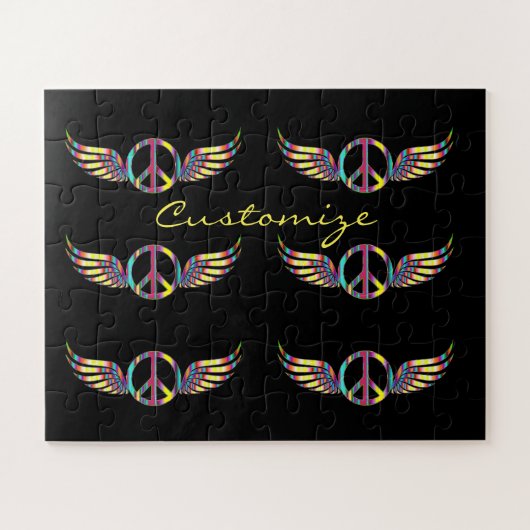 Winged Hippie Peace Symbol Thunder_Cove Legpuzzel (Horizontaal)