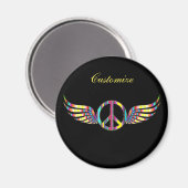 Winged Hippie Peace Symbol Thunder_Cove Magneet (Voorkant / Achterkant)