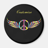 Winged Hippie Peace Symbol Thunder_Cove Magneet (Voorkant)
