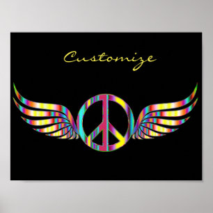 Winged Hippie Peace Symbol Thunder_Cove Poster