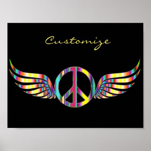 Winged Hippie Peace Symbol Thunder_Cove Poster (Voorkant)