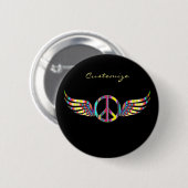 Winged Hippie Peace Symbol Thunder_Cove Ronde Button 5,7 Cm (Voorkant /achterkant)