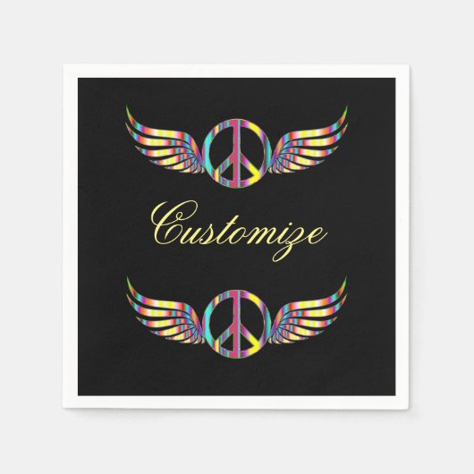 Winged Hippie Peace Symbol Thunder_Cove Servet (Voorkant)