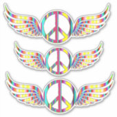 Winged Hippie Peace Symbol Thunder_Cove Sticker (Voorkant)