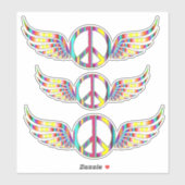 Winged Hippie Peace Symbol Thunder_Cove Sticker (Vel)