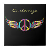 Winged Hippie Peace Symbol Thunder_Cove Tegeltje (Voorkant)