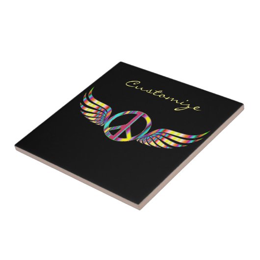 Winged Hippie Peace Symbol Thunder_Cove Tegeltje (Zijkant)