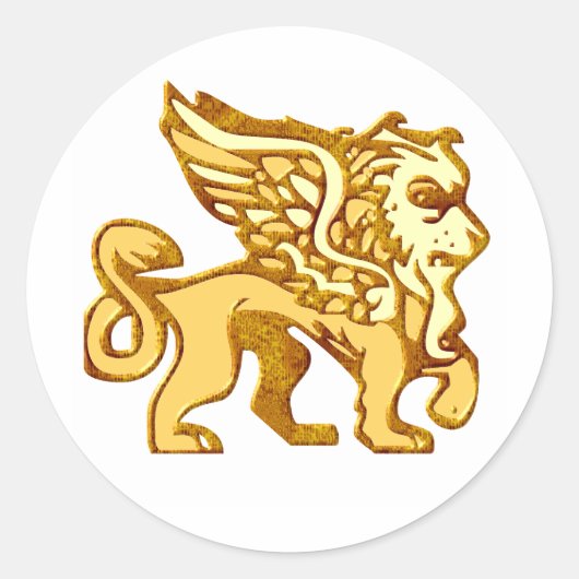 Winged lion ronde sticker (Voorkant)