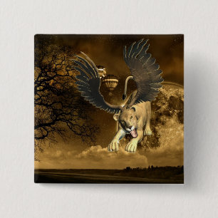 Winged Lioness Button