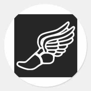 Winged loopschoen ronde sticker