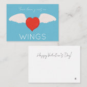 Winged Love Valentine Flat Note Card Notitiekaartje (Voorkant / Achterkant)