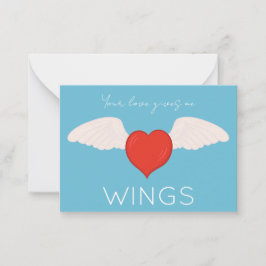 Winged Love Valentine Flat Note Card Notitiekaartje