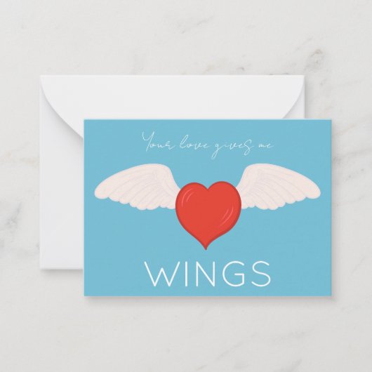 Winged Love Valentine Flat Note Card Notitiekaartje (Voorkant)