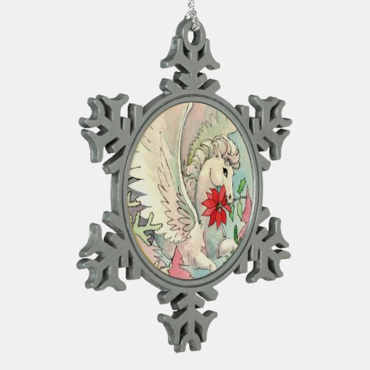 Winged paard Kerstmis Tin Sneeuwvlok Ornament (Links)