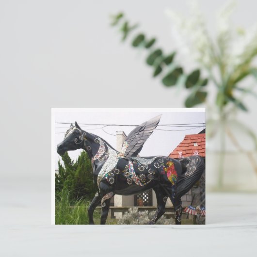 Winged paard Parrot en glitter Briefkaart (Staand voorkant)
