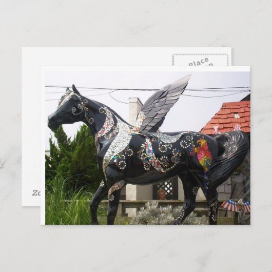 Winged paard Parrot en glitter Briefkaart (Voorkant / Achterkant)