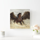 Winged Pegasus Vierkante Klok (Huis)