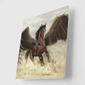 Winged Pegasus Vierkante Klok (Hoek)