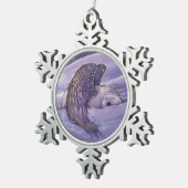 Winged poar Beer Angel Tin Sneeuwvlok Ornament (Rechts)