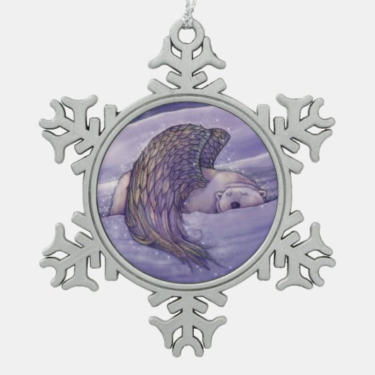 Winged poar Beer Angel Tin Sneeuwvlok Ornament (Voorkant)