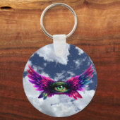 Winged Protection Eye – Round Intention Keychain (Achterkant)