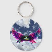 Winged Protection Eye – Round Intention Keychain (Achterkant)