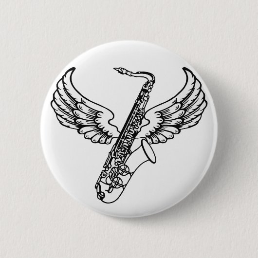 Winged sax ronde button 5,7 cm (Voorkant)