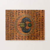 Winged Scarab /W Pareltjes & Egyptische Hieroglyph Legpuzzel (Horizontaal)