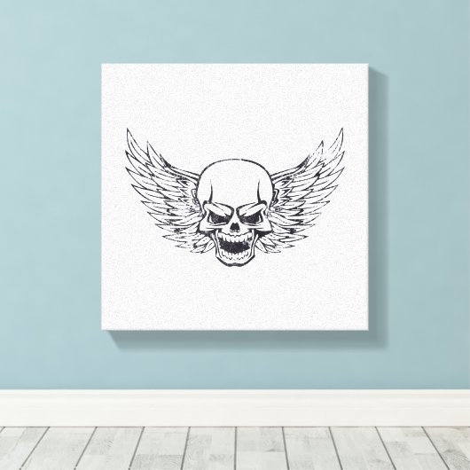 Winged schedel canvas afdruk (Insitu (Houten vloer))
