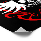 Winged schedel en krulvormig ontwerp 1 poster (Hoek)