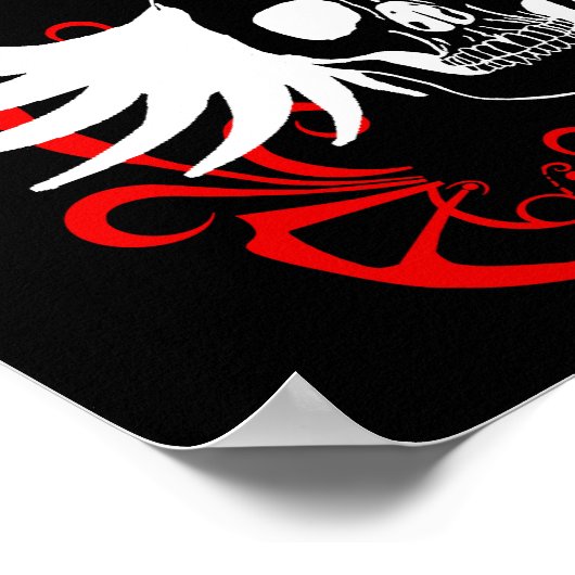 Winged schedel en krulvormig ontwerp 1 poster (Hoek)