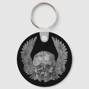 Winged schedel sleutelhanger