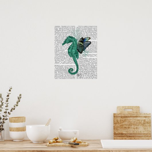 Winged Seahorse Poster (Keuken)