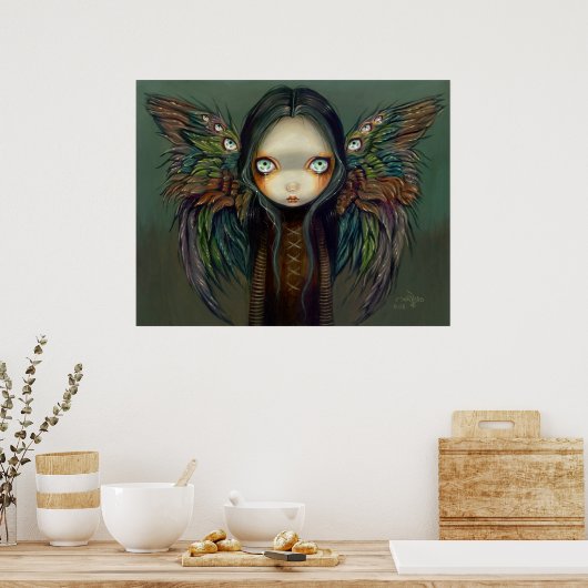 Winged Seer gothic angel-fee Art Print (Keuken)
