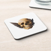 Winged Skull Symbolizing Mortality and Freedom Bier Onderzetter (Linkerzijde)