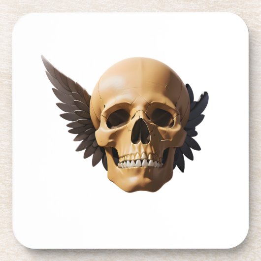 Winged Skull Symbolizing Mortality and Freedom Bier Onderzetter (Voorkant)